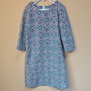 Vineyard Vines Girls M Geometric Cotton Dress - Blue and Pink Whale Tail Design